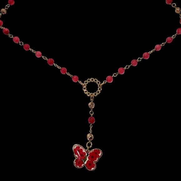 Strawberry Quartz Y Necklace - Picture 2 of 2